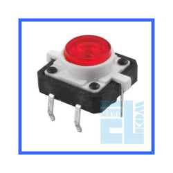 MIKROPRZYCISK 12x12mm H-7mm PODŚWIETLANY CZERWONY