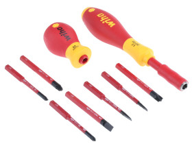 Zestaw końcówek do wkrętaka Phillips, Pozidriv, płaski l. elementów: 9 rozmiar: HEX 6, PZ1, PZ2, SL2.5, SL3.5, SL5.5