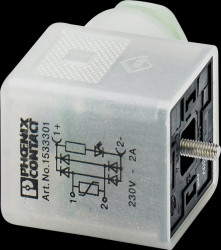 1533301 Valve connector, three-pin, head thread type A, 240 V