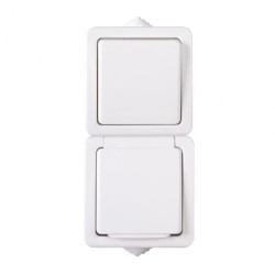 TEKNO Łącznik jednobiegunowy + Gniazdo pionowe z przesłoną styków 10AX/16A 250V biały IP54 27358