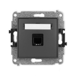 ICON Mechanizm gniazda telefonicznego pojedynczego 1xRJ11, 4-stykowy, beznarzędziowe grafitowy mat 28IGT-1