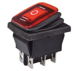 Przełącznik duży potrójny KCD5-DC 12V czerwony