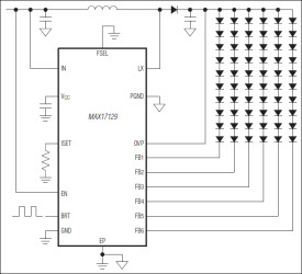Low-Cost, 6-String WLED Drivers with Quick-PWM Step-Up Converters