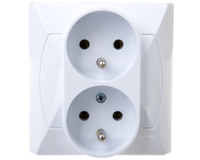 AKCENT Gniazdo podwójne z/u z niezamiennością faz białe GP-2AC/00