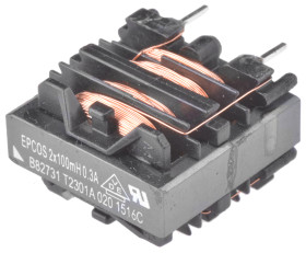 Dławik sieciowy 100 mH 300mA Promieniowe -30 → +50% Wtyczka PC 6.6Ω Rdc rdzeń ferrytowy