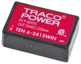 Przetwornica DC-DC, 6W, Uwe 9 → 36 V DC, Uwy 24V dc, Iwy 250mA, TRACOPOWER