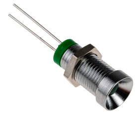 Lampka kontrolna do montażu panelowego 2V dc, zielona 8mm LED Chrom RS PRO