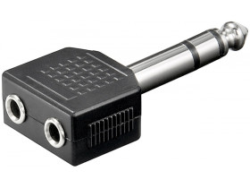 Adapter słuchawkowy, AUX jack 6,35 mm do 2x 3,5 mm 1x wtyczka...