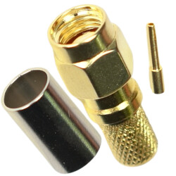 Złącze wtyk SMA męski zaciskany złocony teflon na kabel H-155 RF-5 RF-240