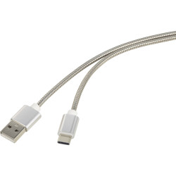 Renkforce RF-4888671 USB cable USB 2.0 A-C 1.00 m Silver Stainless steel
