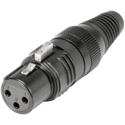 Hicon HI-X3CF-G XLR Connector Socket, 3 Pins, Black, Superior Strain Relief