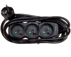 Przedłużacz 3-gniazda z/u 3m /H05VV-F 3G1/ czarny PC0313