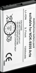 850mAh Li-ion for NOKIA 3120, 6600, 8800, E66
