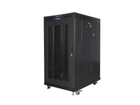 Szafa instalacyjna RACK stojąca 19 22U 800X1000 czarna, drzwi perforowane LCD LANBERG (FLAT PACK) V2 FF01-8022-23BL