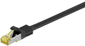 RJ45 patchkabel, CAT 6A S/FTP (PiMF), 500 MHz z CAT 7 kable surowym, czarny - Długość kabla 0.5 m