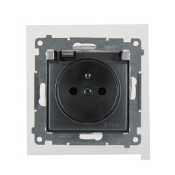 Gniazdo pojedyncze hermetyczne IP44 srebrne DGZ1BZ.01/43A Kontakt Simon54