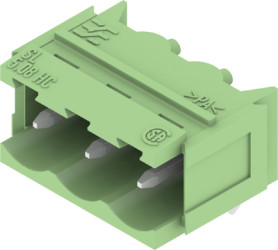 Pin header, 3 pole, pitch 5.08 mm, angled, green, 1409270000