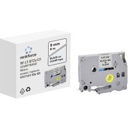 Renkforce RF-6027832 Labelling tape Transparent Black 9mm x 8m Replaced TZe-121