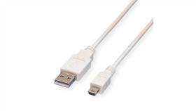 Value Kabel Usb 2.0, Typ A - 5-Pin Mini, Typ A 5-Pin Mini, Biały, 1,8 M