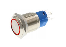PRZYCISK WANDALOODPORNY MONOSTABILNY 220V 19MM CZERWONY LED