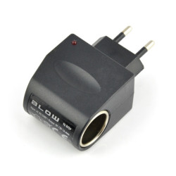 Adapter napięcia 230V/12V z gniazdem zapalniczki - 1A