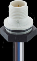 1230 05 T16CW101 0,5m Panel mount connector, M12, 5-pin, male, white