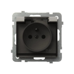 SONATA Gniazdo bryzgoszczelne z uziemieniem IP-44 wieczko przezroczyste kaszmir GPH-1RZ/m/82/d