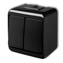 JUNIOR Łącznik podwójny świecznikowy natynkowy IP54 czarny 12WHE-2