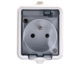 HYDRO Gniazdo hermetyczne pojedyncze z/u IP44 z klapką dymną białe 121432