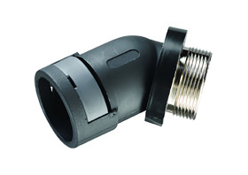 Łącznik do kanałów kablowych Kopex gwint 20mm 17mm Kolanko 45° Nylon 12 IP68 Czarny
