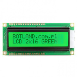Wyświetlacz LCD 2x16 znaków ciemnozielony