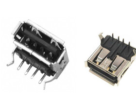 Gniazdo USB typ A 2.0 pojedyncze poziome przewlekane do druku