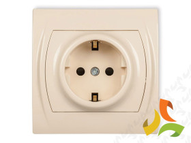 LOGO Gniazdo pojedyncze z uziemieniem schuko (przesłony torów prądowych) beżowy 1LGP-1sp KARLIK