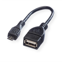 VALUE USB 2.0 Kabel, USB A żeński - Micro USB B męski, OTG, 0,15 m