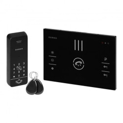 SANDI, zestaw domofonowy jednorodzinny, bezsłuchawkowy 2-żyłowy, szyfrator, RFID, czarny,OR-DOM-BA-933/B