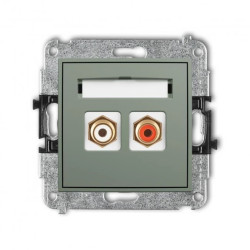 ICON Mechanizm gniazda podwójnego RCA (typu cinch - biały i czerwony, pozłacany) szałwiowy 61IGRCA-2