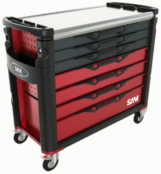 Wózek na narzędzia, na kółkach, 7-szufladowa, materiał: Stal nierdzewna, SAM