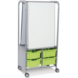 MakerHub Trolley With 2 Magnetic Boards &amp; Lime Jolly Gratnells Trays