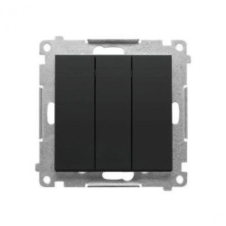 Simon 55 Przycisk potrójny z podświetleniem LED (moduł) 10 AX, 250 V~, szybkozłącza Czarny mat TP31L.01/149