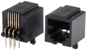 Złącze RJ11 Żeński Złącze RJ11 Przewlekany Hirose, 90° 6P6C-żyłowe