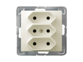IMPRESJA Gniazdo potrójne bez uziemienia EURO ecru GP-3Y/m/27 OSPEL