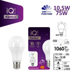 Żarówka LED E27 IQ-LEDDIM A60 10,5W-NW 1060lm 4000K barwa neutralna ściemnialna 33725