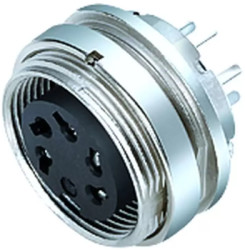 Panel socket, 8 pole, THT, screw locking, straight, 09 0474 99 08