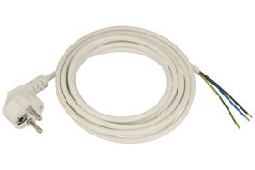 Kabel; zasilający; S14313; wtyk sieciowy CEE 7/7 kątowy; przewody; 3m; biały; 3 żyły; 1,00mm2; Zamel Cet; PVC; okrągły; linka; C