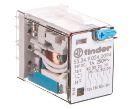 Przekaźnik przemysłowy 4P 7A 24V DC przycisk testujący LED mechaniczny wskaźnik zadziałania 55.34.9.024.0094