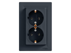 ASFORA Gniazdo podwójne z uziemieniem schuko antracyt z ramką EPH9900171 SCHNEIDER ELECTRIC