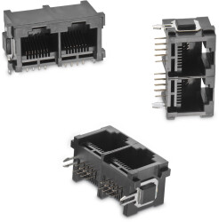 Złącze RJ45, 615008 Złącze RJ45 Żeńskie Do montażu na płytce drukowanej Cat3 Wurth Elektronik Mosiądz niklowany Poziomy
