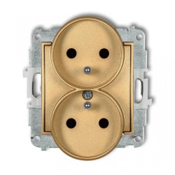 ICON Mechanizm gniazda podwójnego do ramki z uziemieniem 2x(2P+Z) (przesłony torów prądowych) złoty 29IGPR-2zp