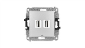 Icon Mechanizm Gniazda Podwójnego 2Xusb A-A 2.0, Bez Pola Opisowego Srebrny...