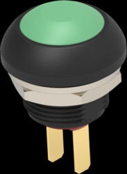 Pushbutton, 1 pole, green, unlit , 0.12 A/125 VAC, 0.2 A/50 VDC, 13.6 mm, IP68, 1-2329383-4